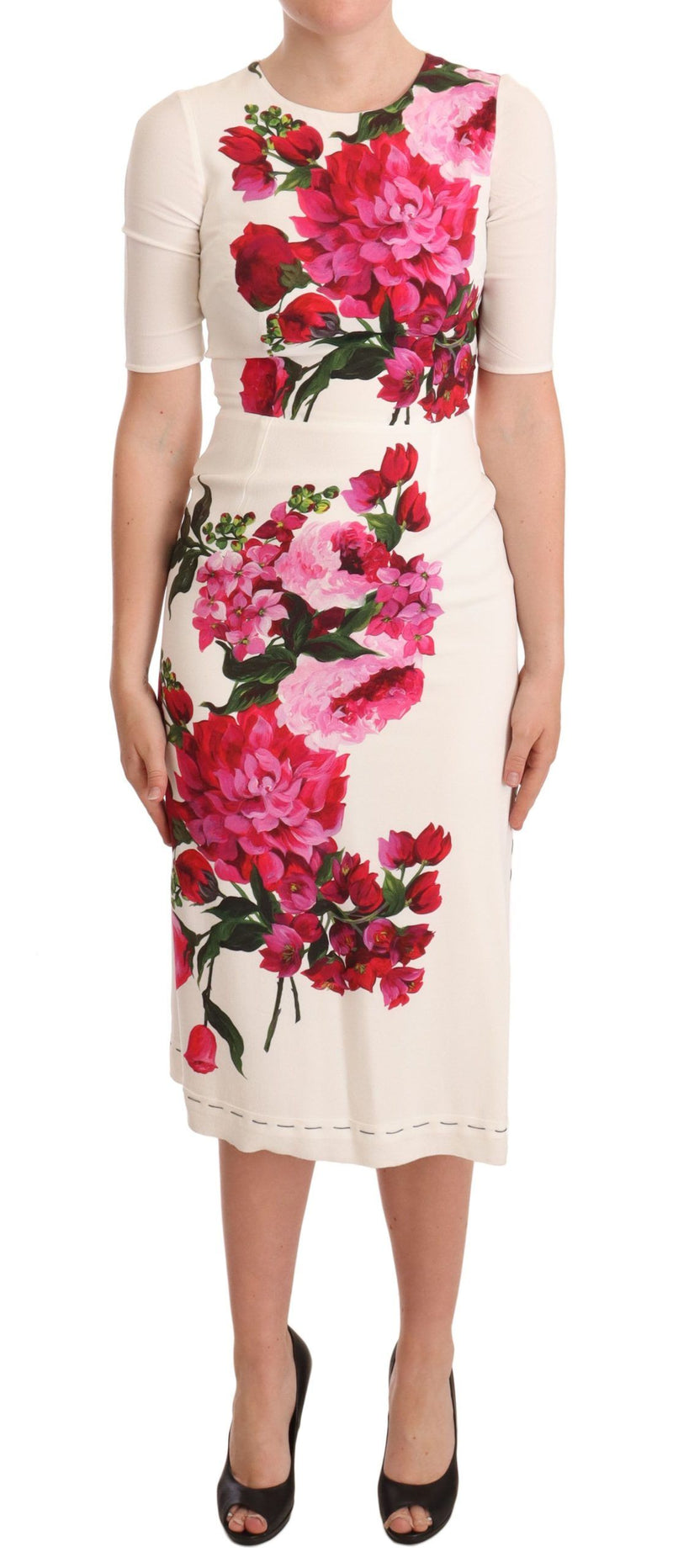 Dolce & Gabbana Elegant Floral Midi Bodycon Dress