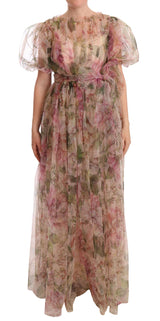 Dolce & Gabbana Floral Print Nylon Maxi Dress