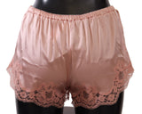 Dolce & Gabbana Elegant Powder Pink Silk Lace Lingerie Shorts