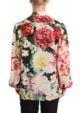 Dolce & Gabbana Elegant Floral Silk Ascot Blouse