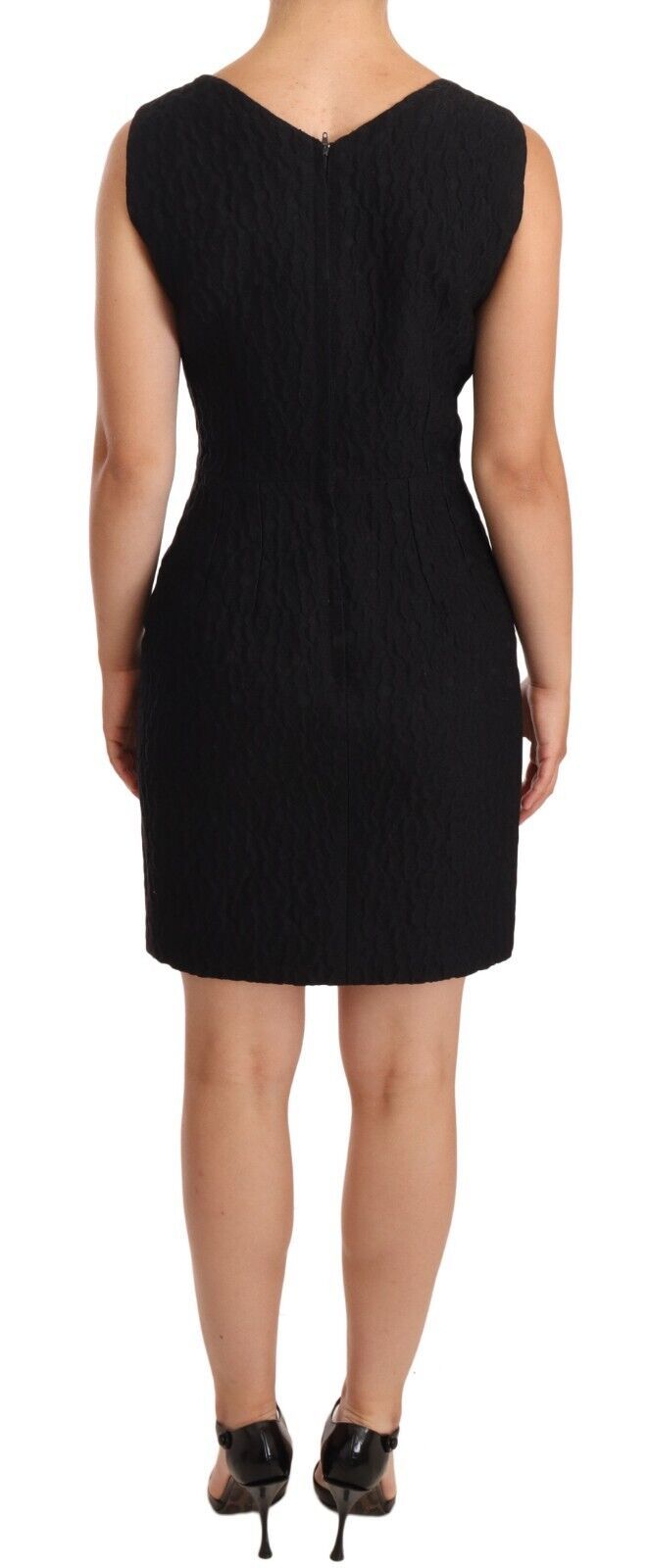 Dolce & Gabbana Elegant Black Sheath Mini Dress with Crystal Buttons