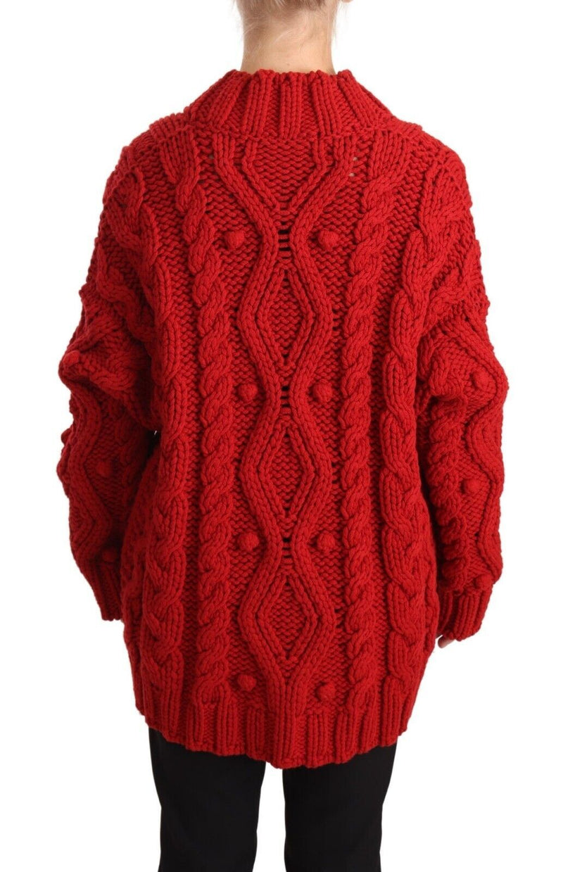 Dolce & Gabbana Ravishing Red Virgin Wool Cardigan