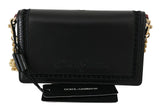 Dolce & Gabbana Elegant Black Leather Shoulder Messenger Bag