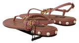 Dolce & Gabbana Elegant Pink Leather Ankle Strap Sandals