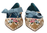 Dolce & Gabbana Chic Floral Embroidered Flat Sandals for Summer