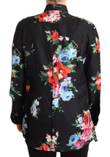 Dolce & Gabbana Elegant Floral Silk-Cotton Polo Blouse