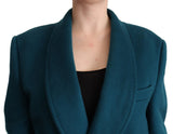 Dolce & Gabbana Elegant Blue Green Wool-Anogra Wrap Coat