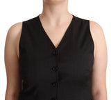 Dolce & Gabbana Elegant Black Wool Blend Waistcoat Vest Top