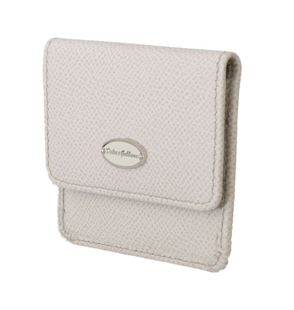 Dolce & Gabbana Chic White Leather Condom Case Wallet