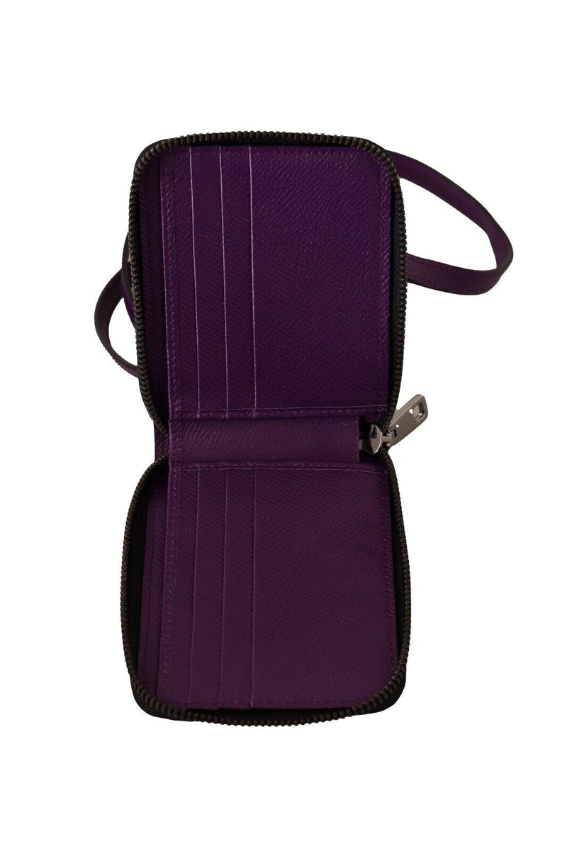 Dolce & Gabbana Elegant Purple Leather Bifold Wallet with Strap