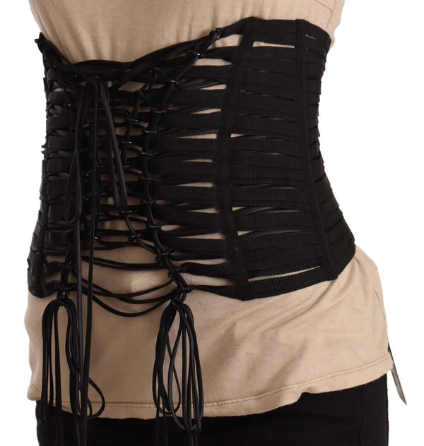 Dolce & Gabbana Elegant Black Interlaced Corset Top