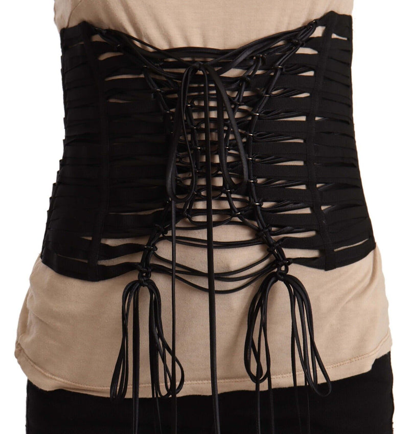 Dolce & Gabbana Elegant Black Interlaced Corset Top