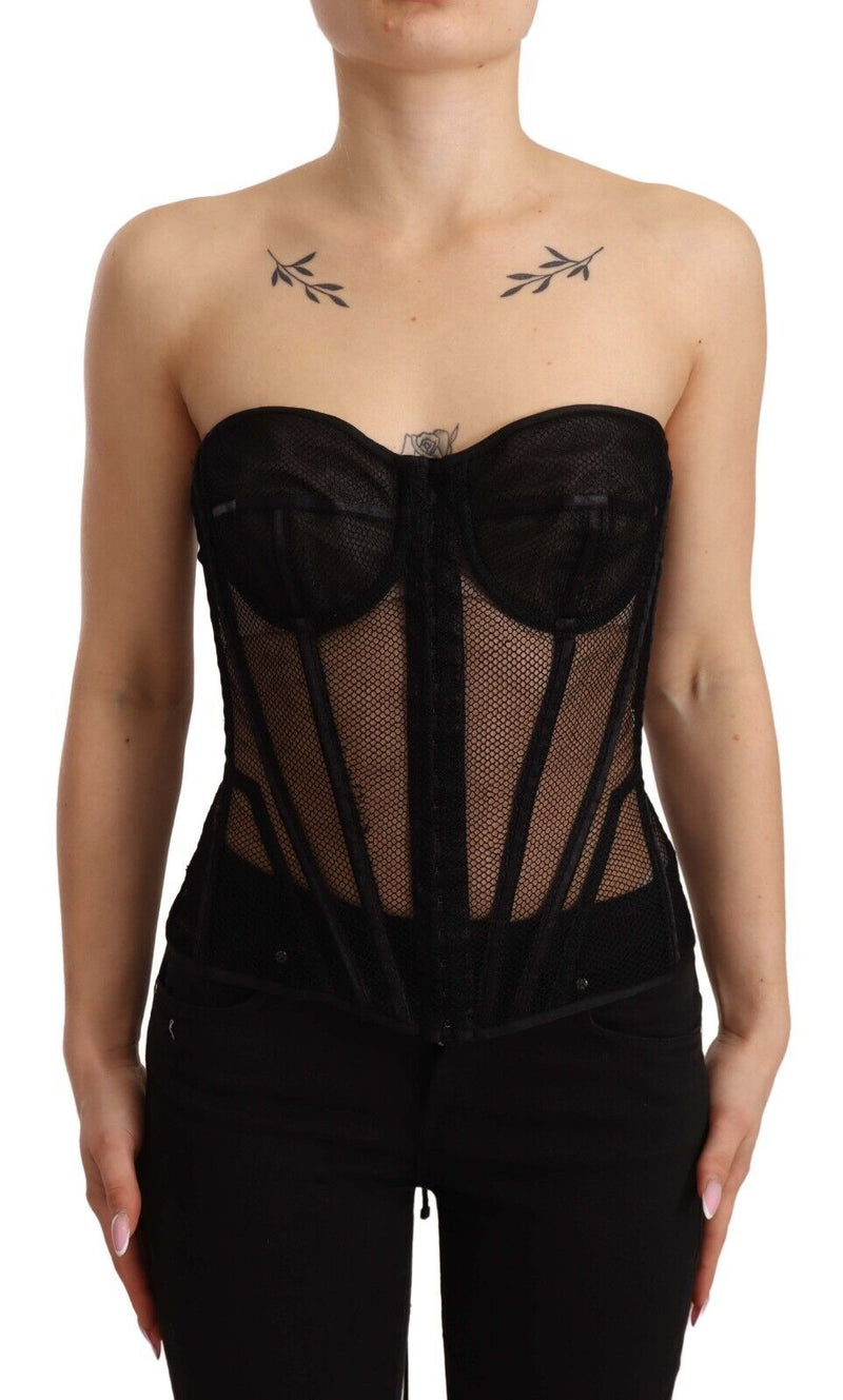 Dolce & Gabbana Elegant Black Viscose Corset Top