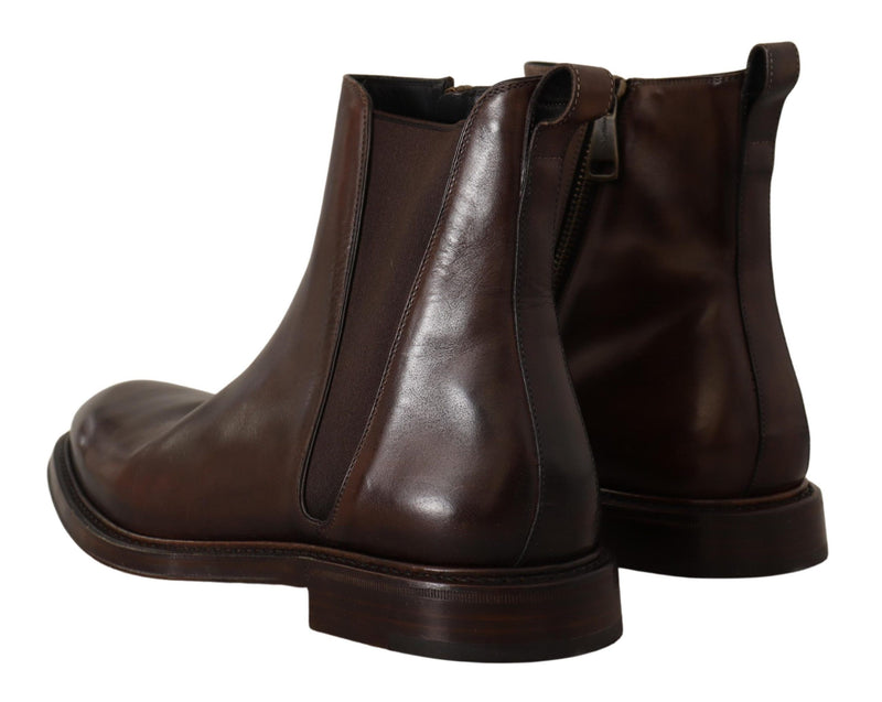 Dolce & Gabbana Elegant Brown Chelsea Formal Boots