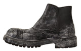 Dolce & Gabbana Elegant Gray Leather Ankle Boots