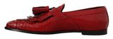 Dolce & Gabbana Red Exotic Leather Formal Slide Shoes