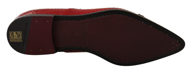 Dolce & Gabbana Red Exotic Leather Formal Slide Shoes