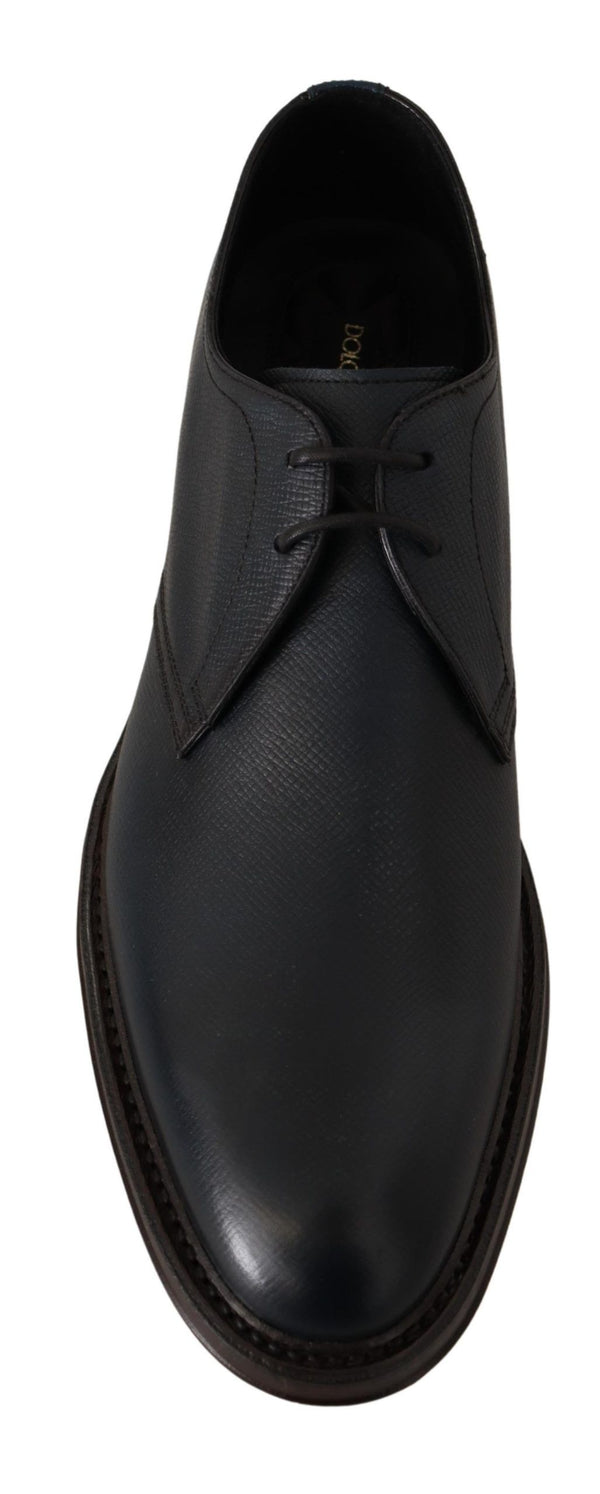 Dolce & Gabbana Elegant Blue Leather Lace-Up Dress Shoes