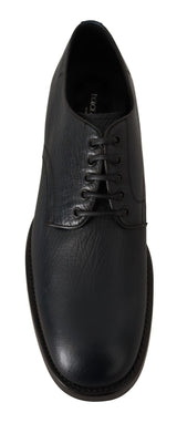 Dolce & Gabbana Elegant Blue Leather Lace-Up Formal Shoes