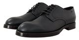 Dolce & Gabbana Elegant Blue Leather Lace-Up Formal Shoes