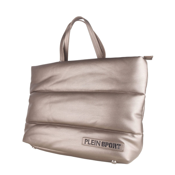 Plein Sport Elegant Silver Padded Eco-Leather Shoulder Bag