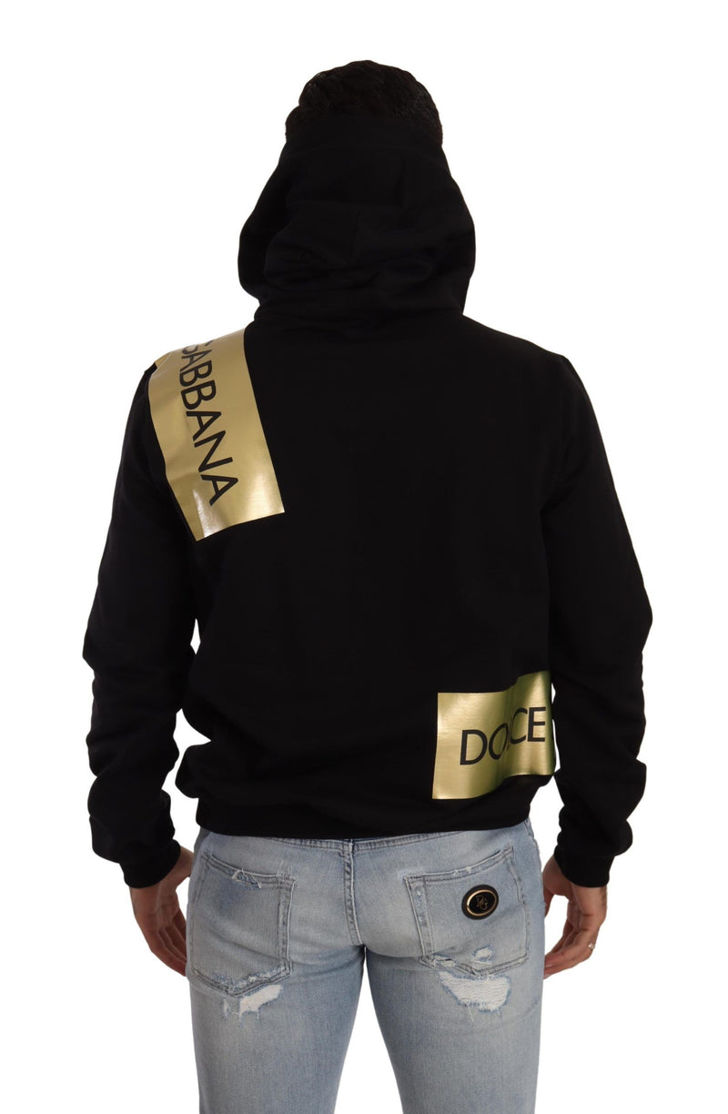 Dolce & Gabbana Elevate Your Style with a Black Golden-Logo Pullover