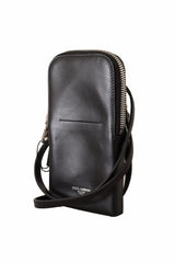 Dolce & Gabbana Sleek Black Leather Phone Pocket Neck Strap