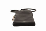 Dolce & Gabbana Sleek Black Leather Phone Pocket Neck Strap