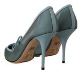 Dolce & Gabbana Chic Blue Mesh Heels with Silver Chain Details