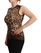 Dolce & Gabbana Chic Leopard Silk Cashmere Sleeveless Top