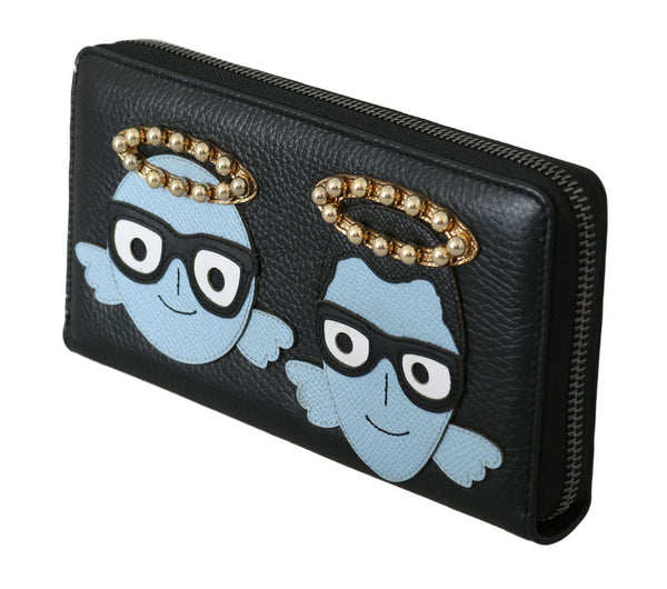 Dolce & Gabbana Elegant Black Leather Zip Wallet