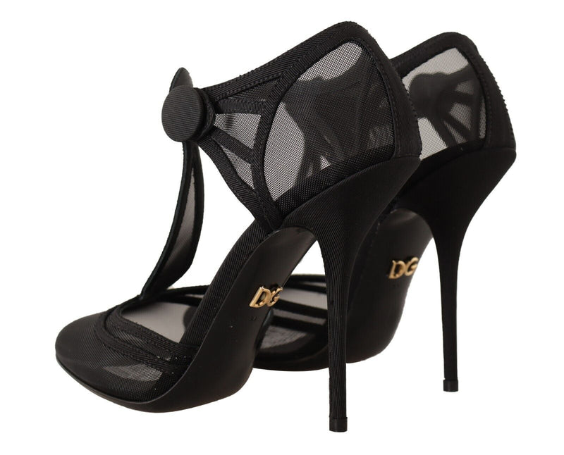 Dolce & Gabbana Elegant Mesh T-Strap Stiletto Pumps