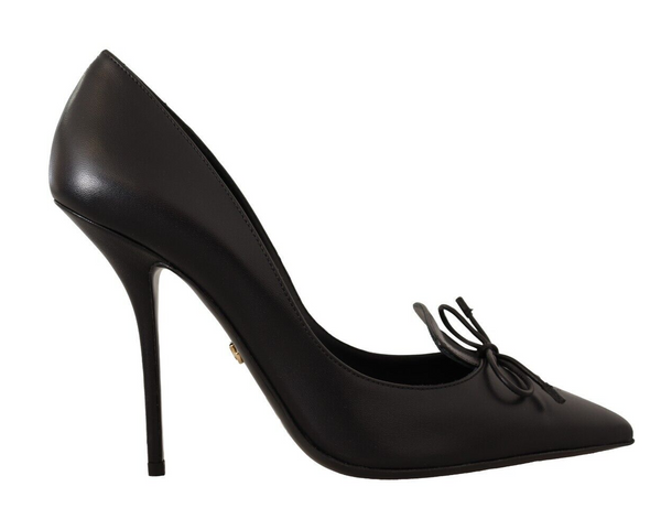 Dolce & Gabbana Elegant Black Leather Stiletto Pumps