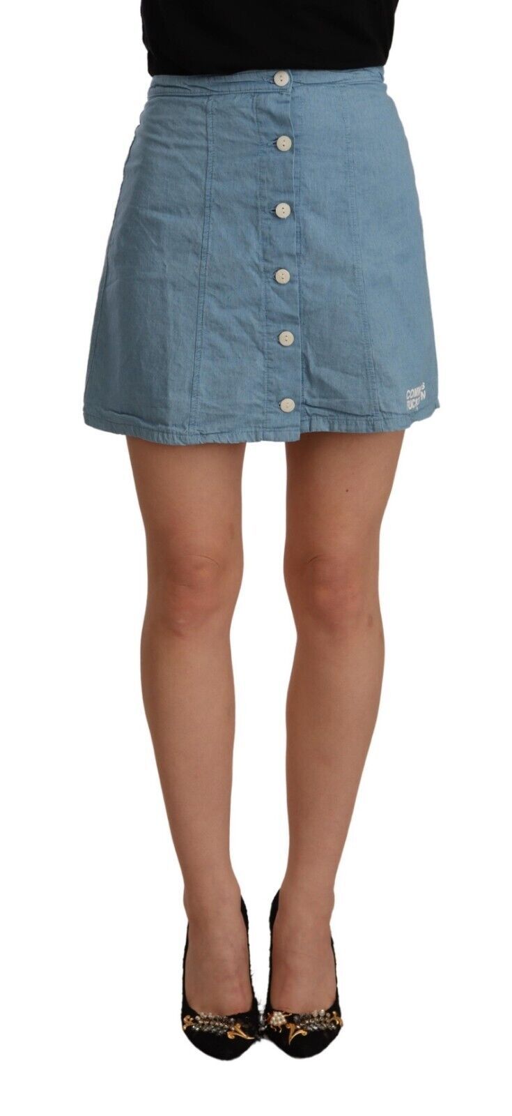 Comme Des Fuckdown Chic High Waist Blue A-Line Mini Skirt