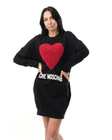 Love Moschino Heart Motif Crew-Neck Black Dress