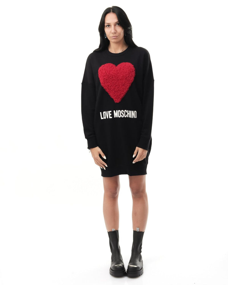 Love Moschino Heart Motif Crew-Neck Black Dress