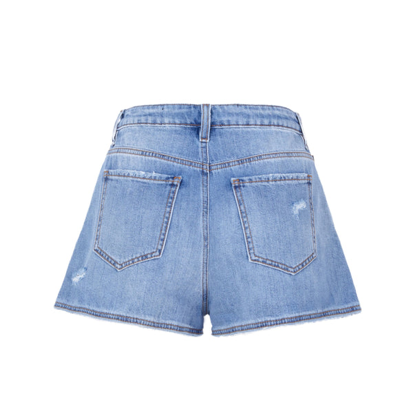 Love Moschino Chic Cotton Rabbit-Stitched Denim Shorts