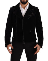 Dolce & Gabbana Sleek Black Cotton Biker Jacket