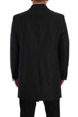 Dolce & Gabbana Elegant Dark Grey Woolen Overcoat