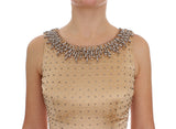 Dolce & Gabbana Beige Crystal Embellished Full Length Dress