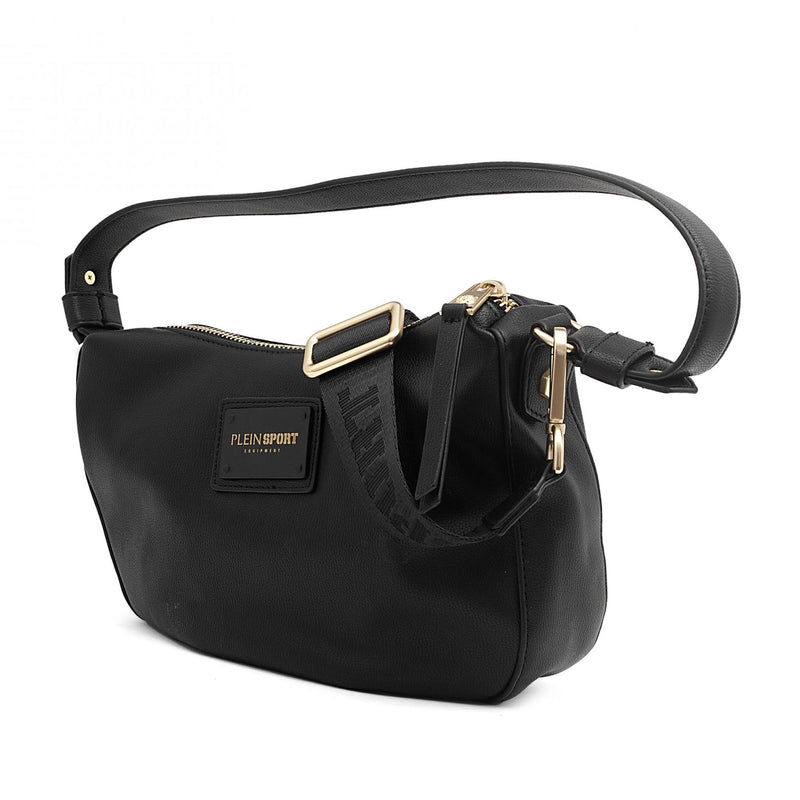 Plein Sport Sleek Black Zip Shoulder Bag