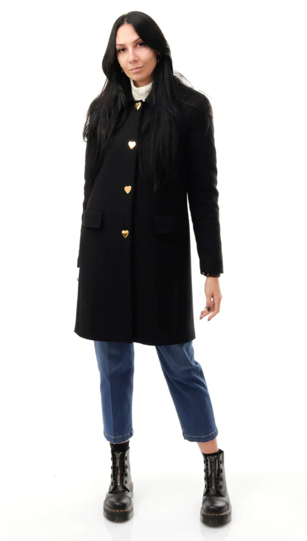 Love Moschino Elegant Wool Blend Coat with Heart Buttons