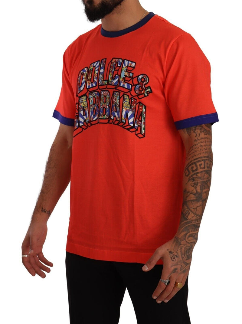 Dolce & Gabbana Elegant Orange Crew Neck Logo Tee