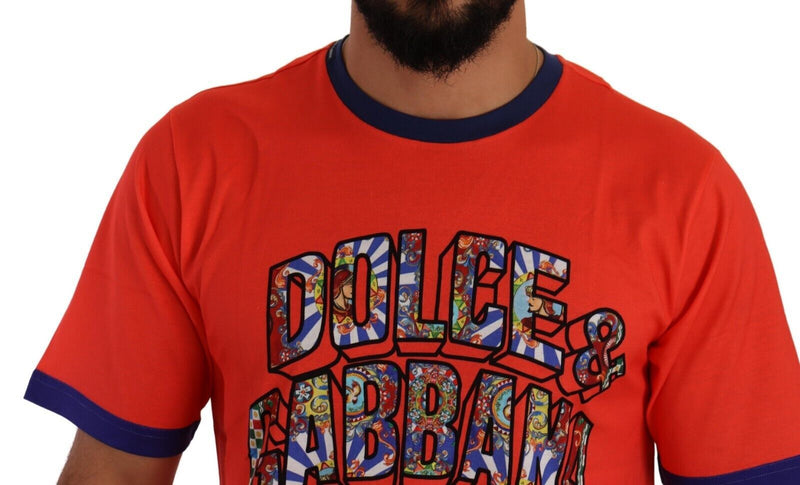 Dolce & Gabbana Elegant Orange Crew Neck Logo Tee