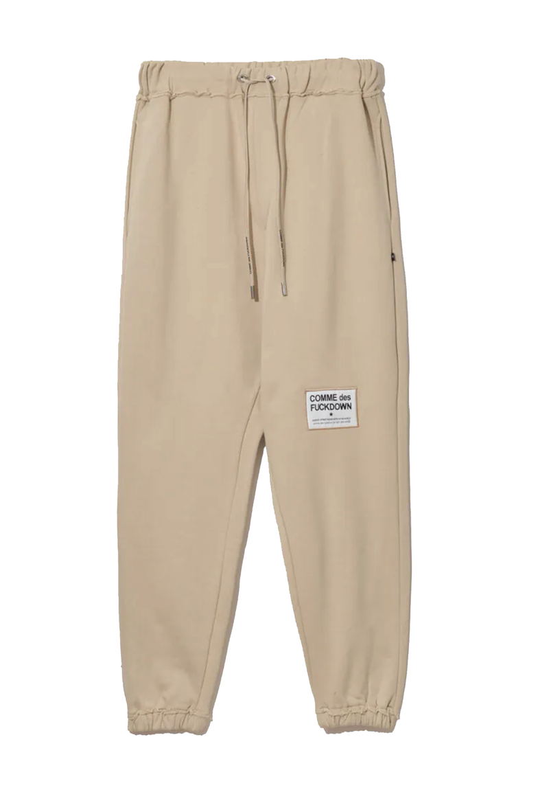 Comme Des Fuckdown Chic Beige Cotton Pants with Logo Accent