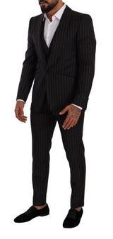 Dolce & Gabbana Sleek Striped Wool Three-Piece Suit