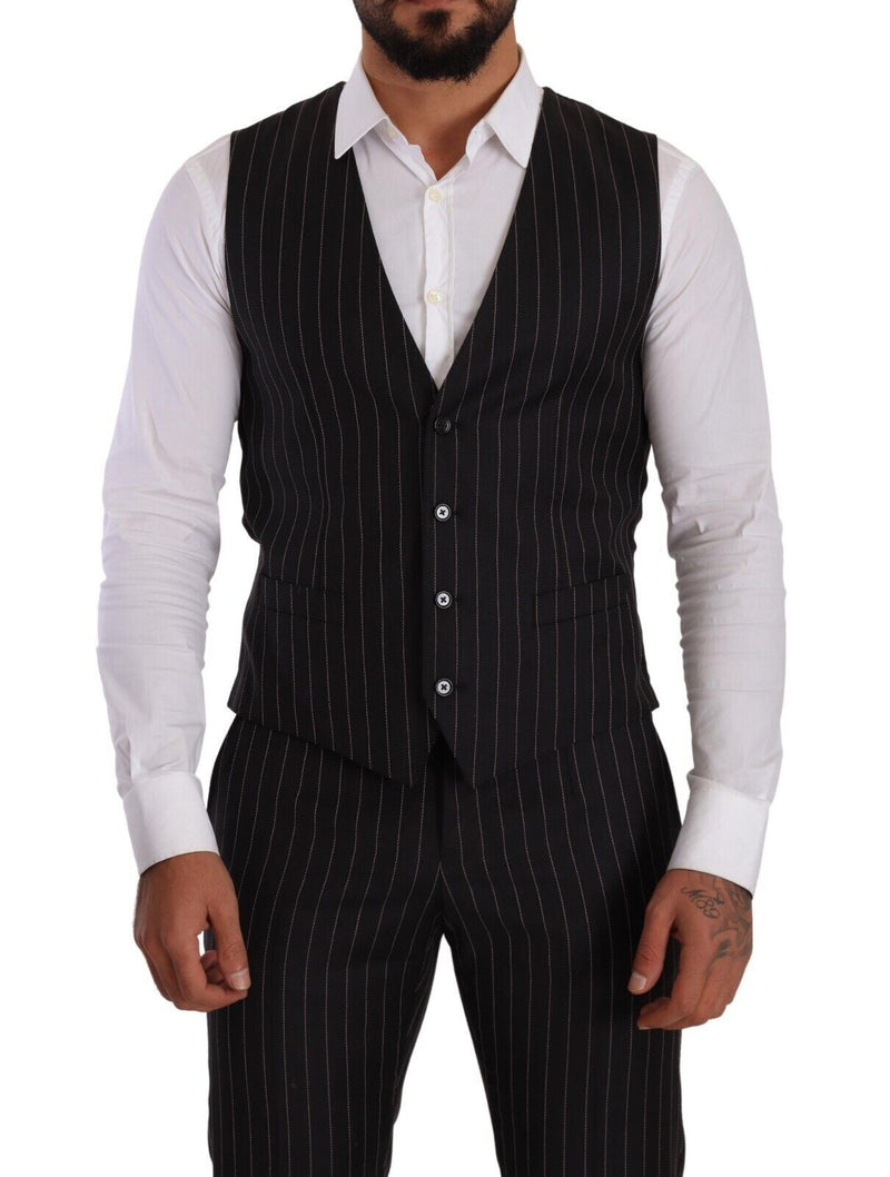 Dolce & Gabbana Sleek Striped Wool Three-Piece Suit