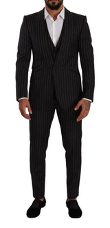 Dolce & Gabbana Sleek Striped Wool Three-Piece Suit