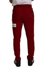 Dolce & Gabbana Elegant Red Jogging Pants with Drawstring Closure