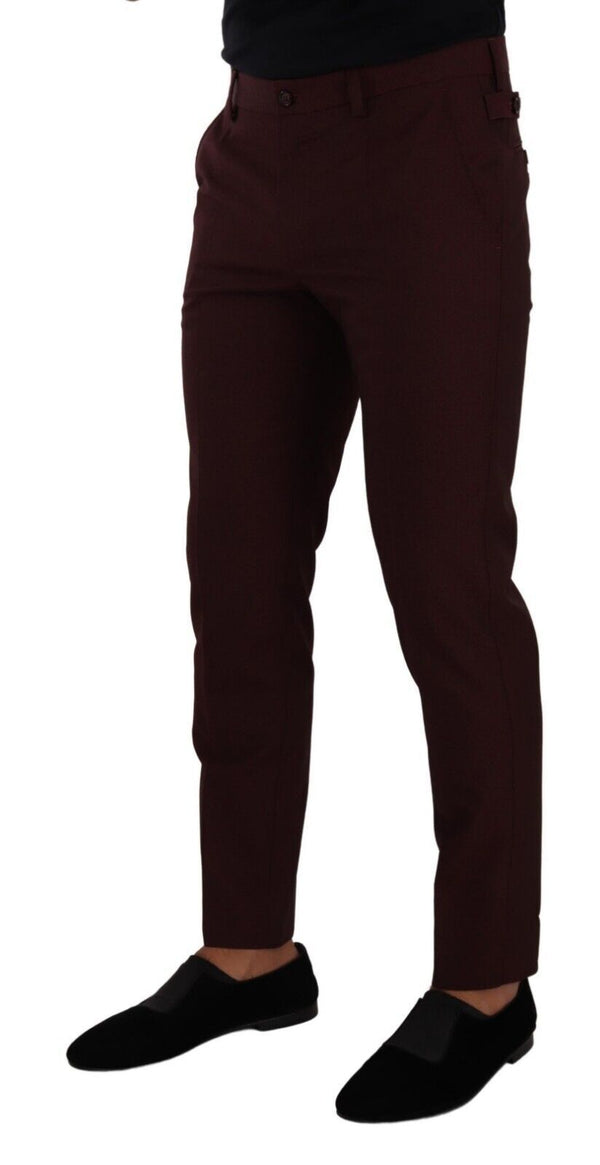 Dolce & Gabbana Maroon Slim Fit Dress Pants